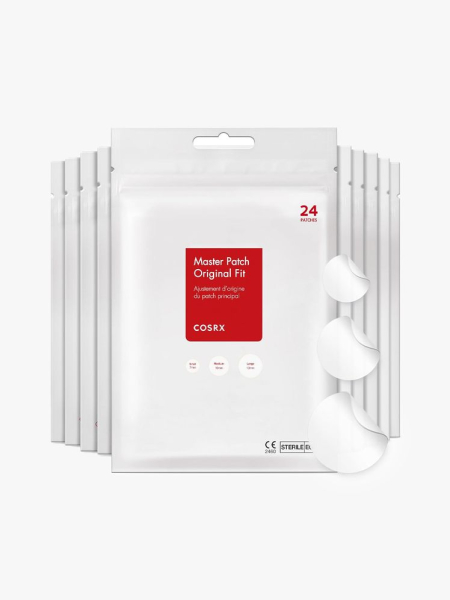 CosRx Acne Pimple Master Patch in branded components on a light gray background