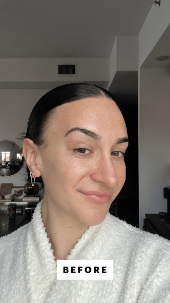 Wohlner before applying the Makeup Forever Super Boost Lightweight Moisturizing Skin Tint